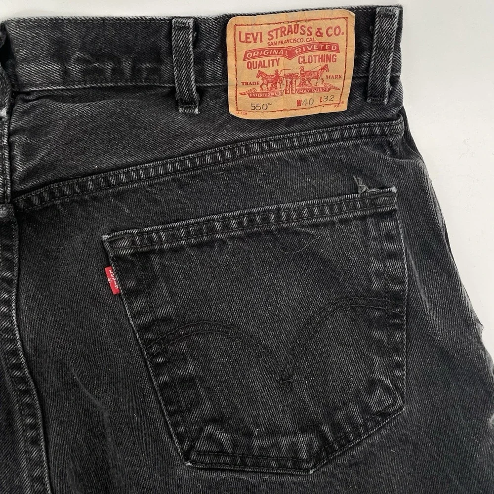 Levi's 550 Jeans Men's 40x32 (38x30) Relaxed Fit Black Tapered Leg Haiti 11/2008